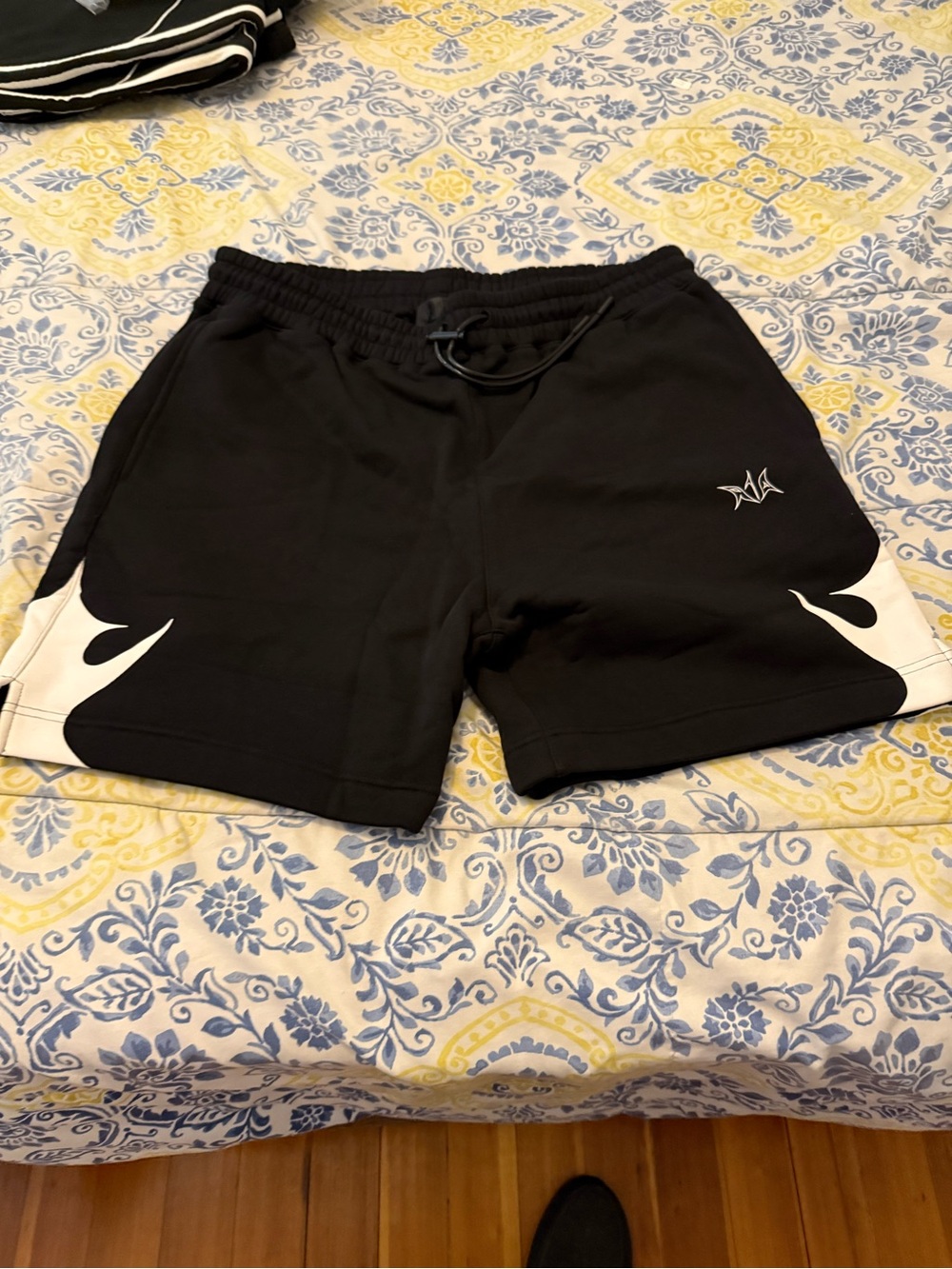 RtA Black Athletic Shorts with White Side Panels